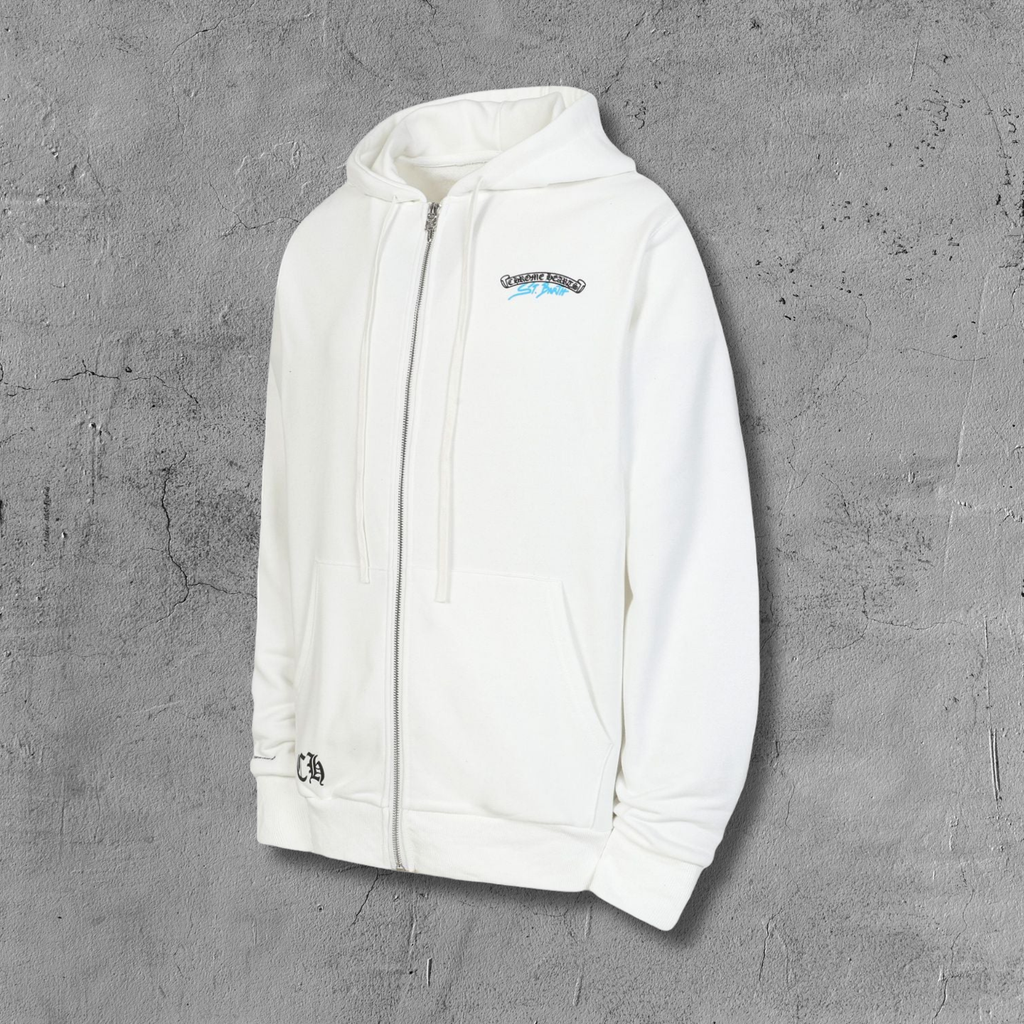 Horse Shoe Logo St. Barth White Full Zip Hoodie™