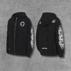 Cross Pattern Black Full Zip Hoodie™