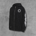 Cross Pattern Black Full Zip Hoodie™