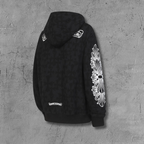 Cross Pattern Black Full Zip Hoodie™
