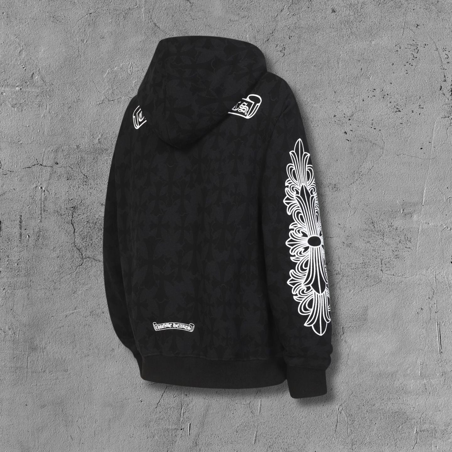 Cross Pattern Black Full Zip Hoodie™