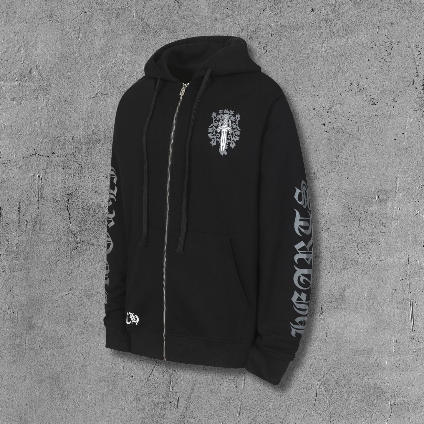 Grey Dagger Crest Black Full Zip Hoodie™