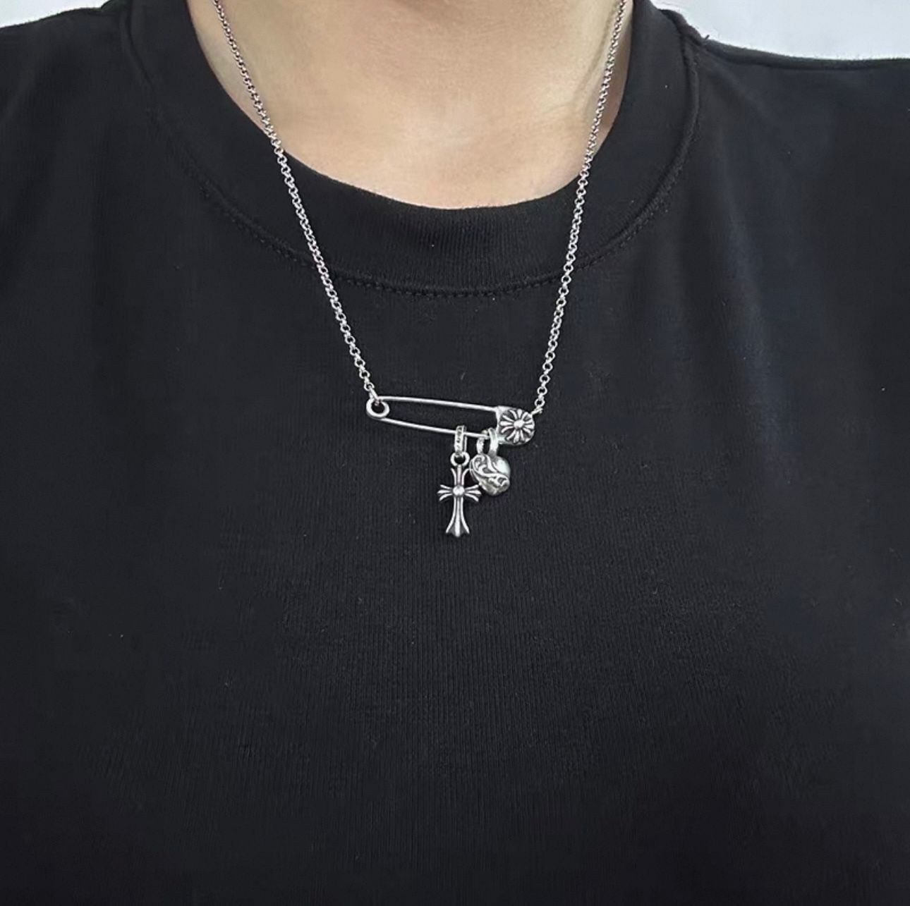 Cross & Heart Pin Necklace™