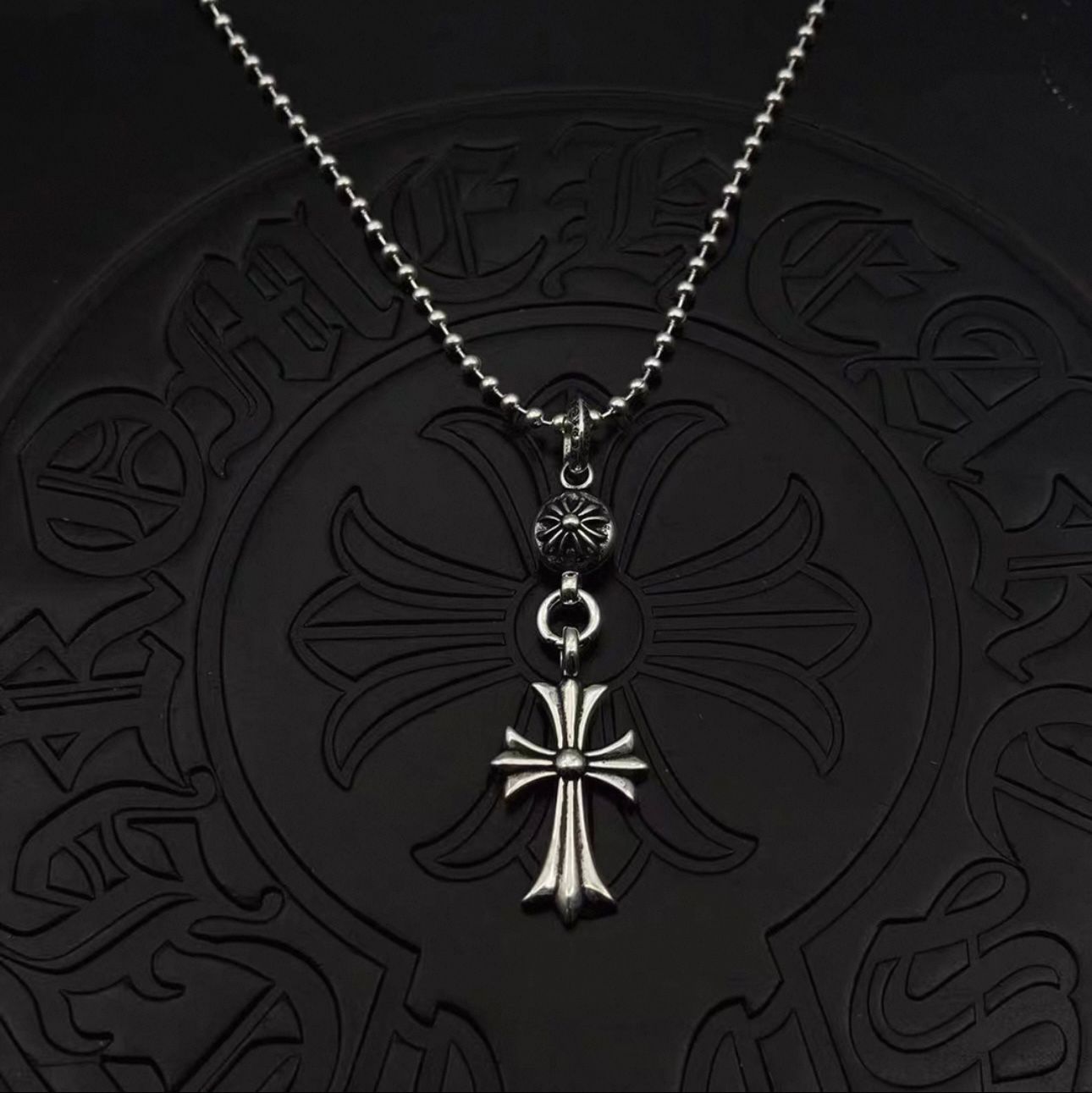 Round Bead Chain Cross Pendant Necklace™