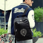 Rhinestone Horse Shoe Logo Black Leather Backpack™