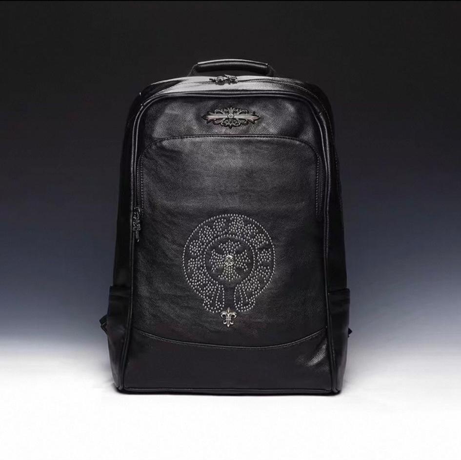 Rhinestone Horse Shoe Logo Black Leather Backpack™