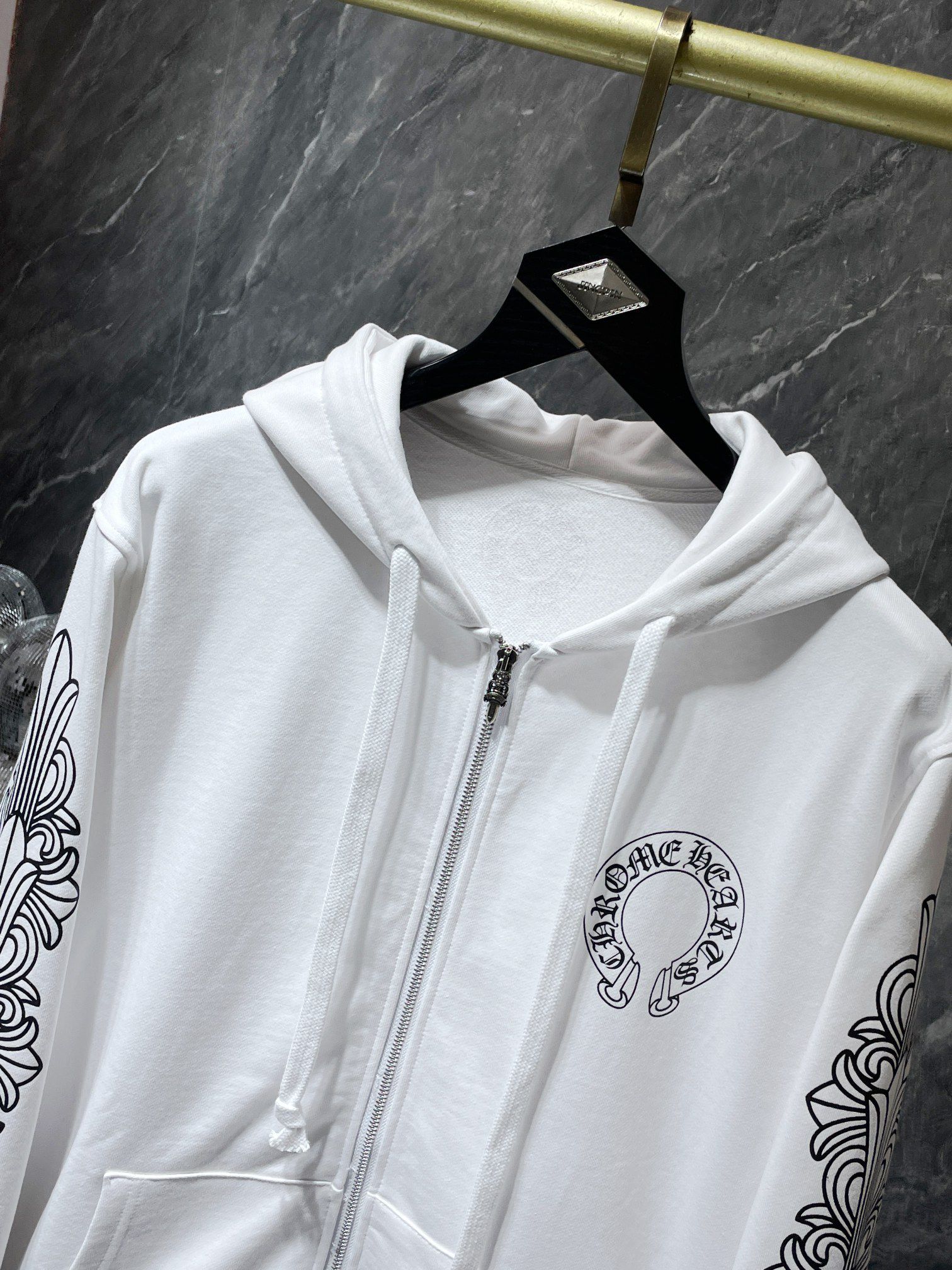 Horse Shoe Logo White Full Zip Hoodie™