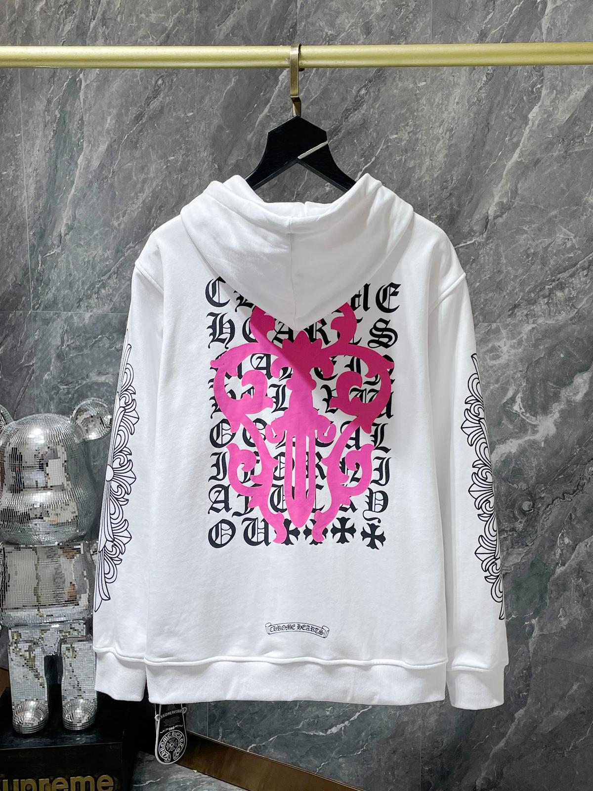 Pink Dagger Crest White Full Zip Hoodie™