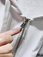 Pink Dagger Crest White Full Zip Hoodie™