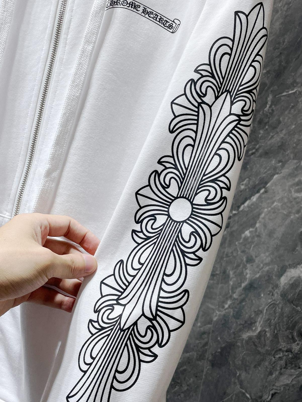 Pink Dagger Crest White Full Zip Hoodie™