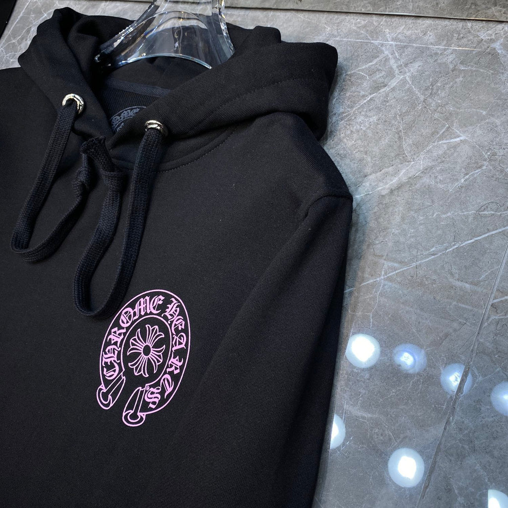 Pink Horse Shoe Logo Black Hoodie™