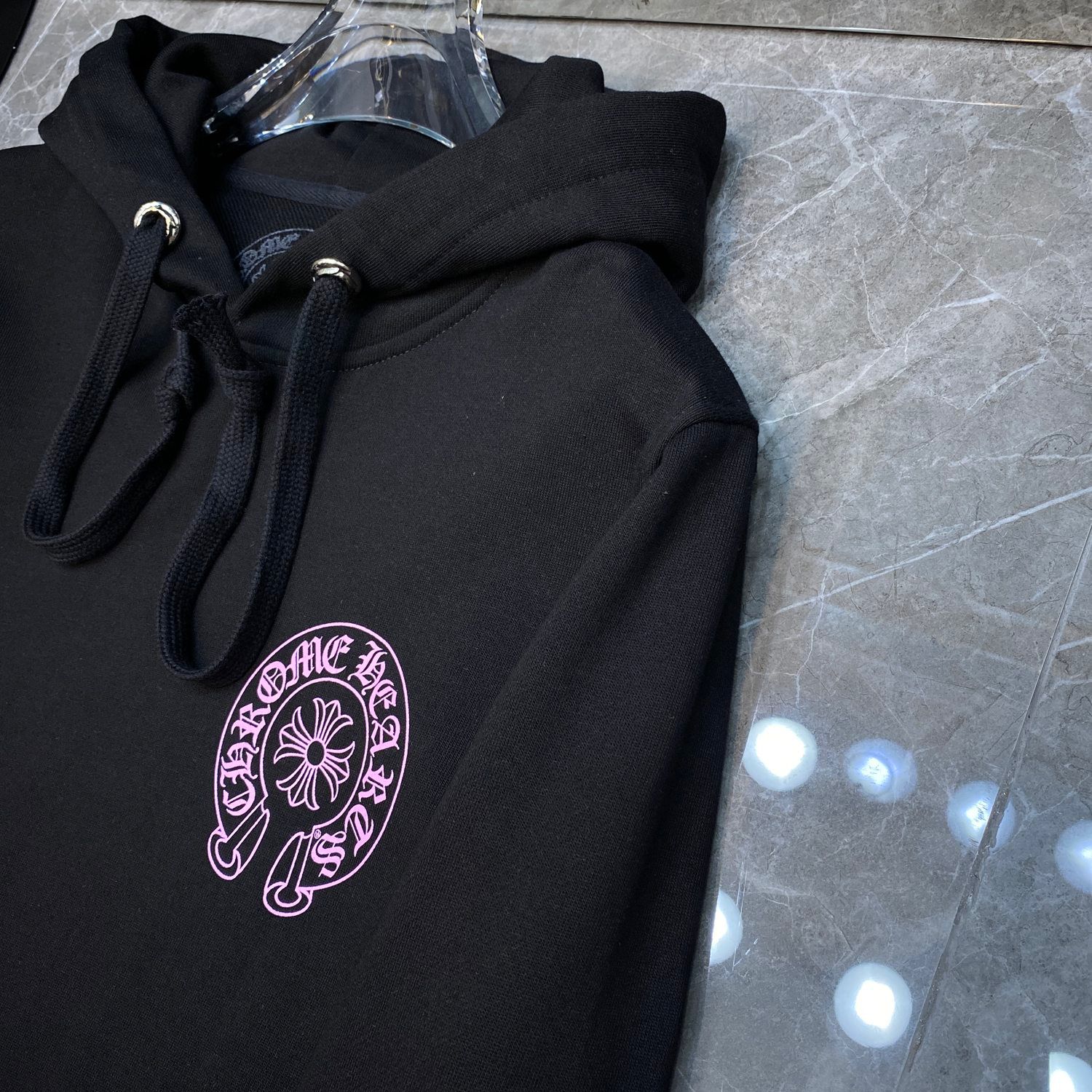 Pink Horse Shoe Logo Black Hoodie™