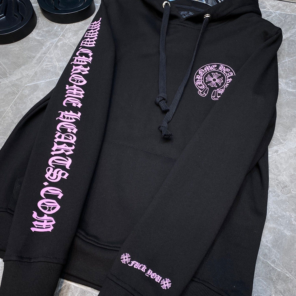 Pink Horse Shoe Logo Black Hoodie™