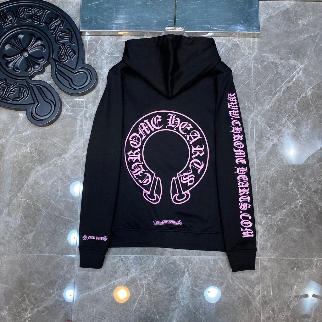 Pink Horse Shoe Logo Black Hoodie™