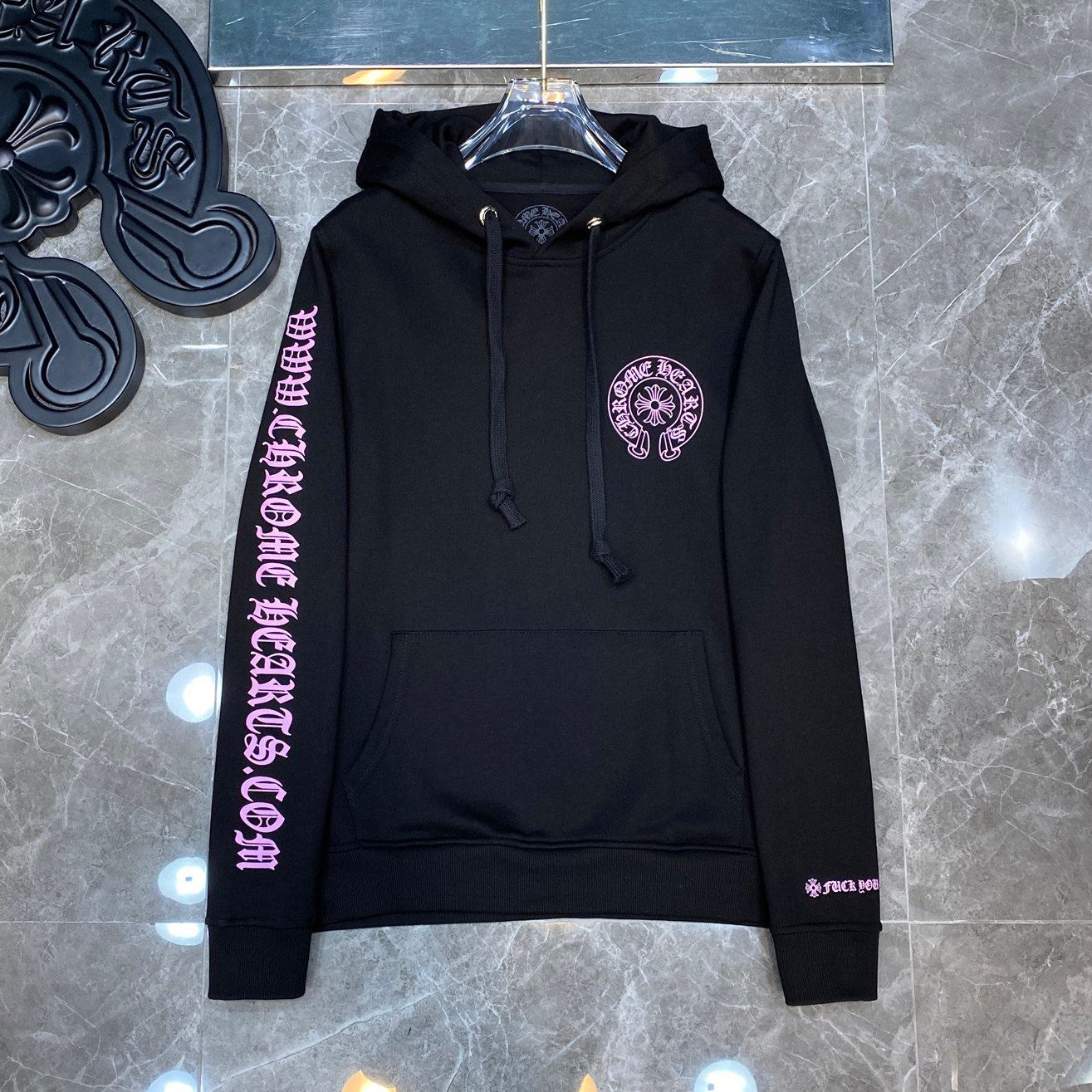 Pink Horse Shoe Logo Black Hoodie™