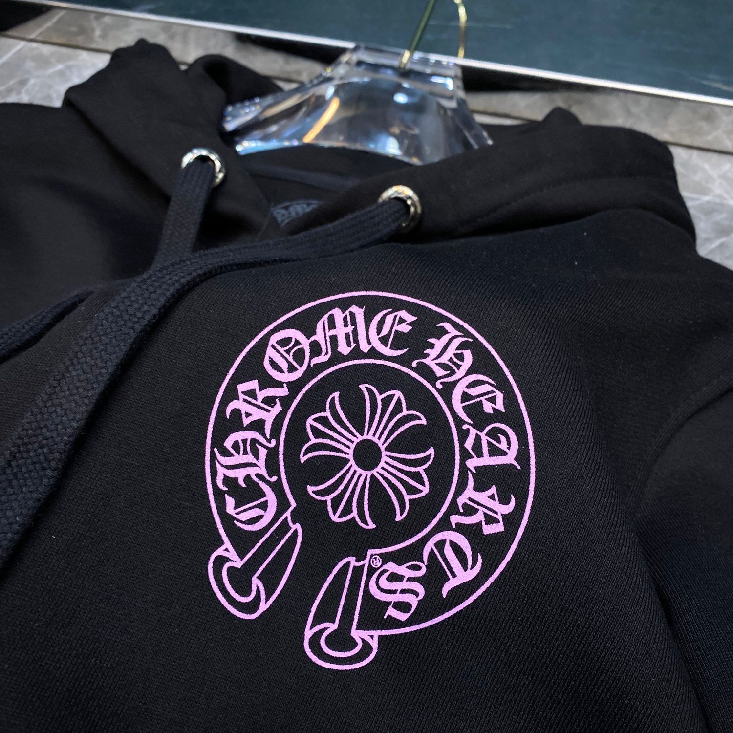 Pink Horse Shoe Logo Black Hoodie™