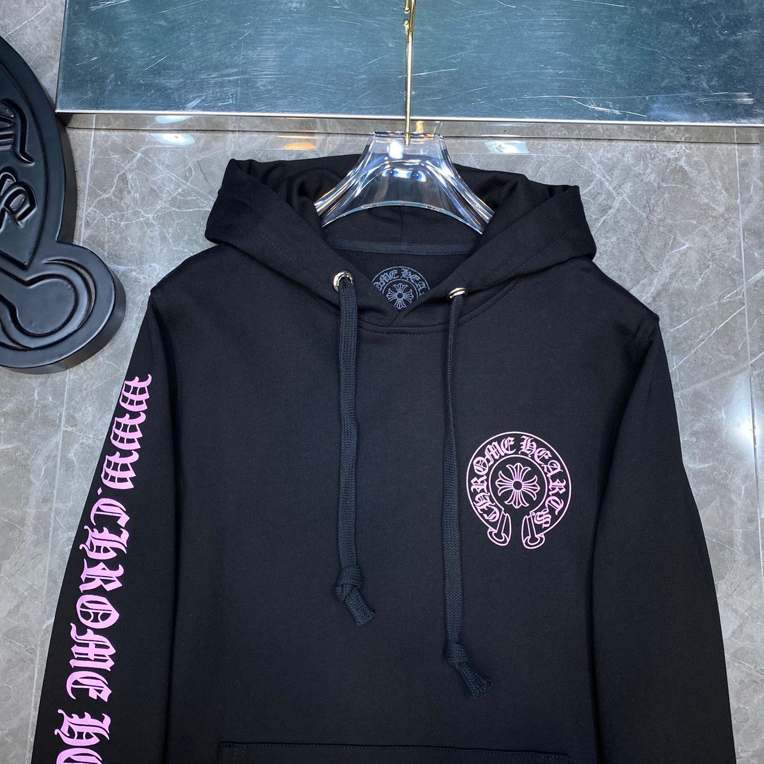 Pink Horse Shoe Logo Black Hoodie™