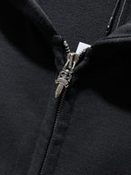 Leather Red Triple Cross Black Full Zip Hoodie™