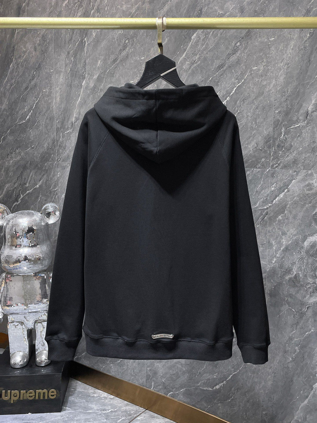 Leather Red Triple Cross Black Full Zip Hoodie™