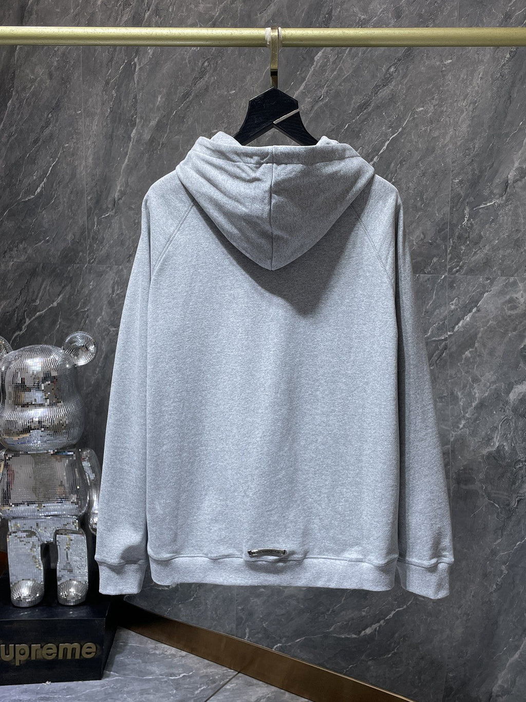 Leather Black Triple Cross Grey Full Zip Hoodie™