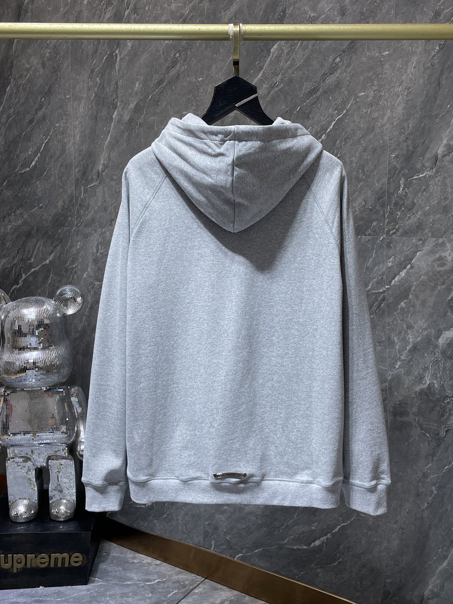 Leather Black Triple Cross Grey Full Zip Hoodie™