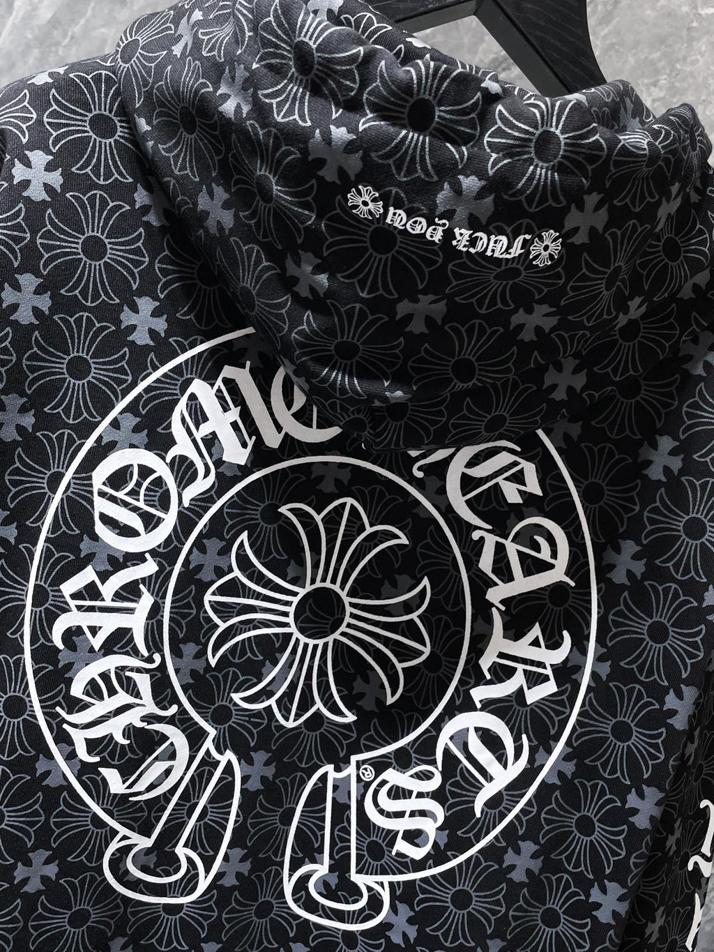 Horse Shoe Logo Black Cross Pattern Hoodie™