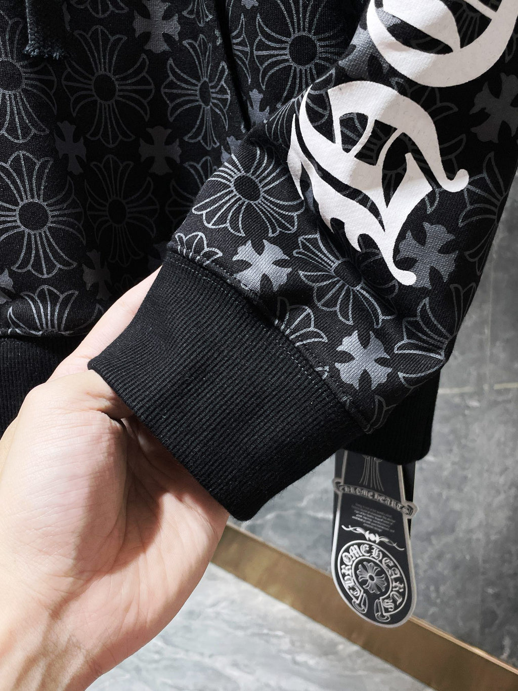 Horse Shoe Logo Black Cross Pattern Hoodie™