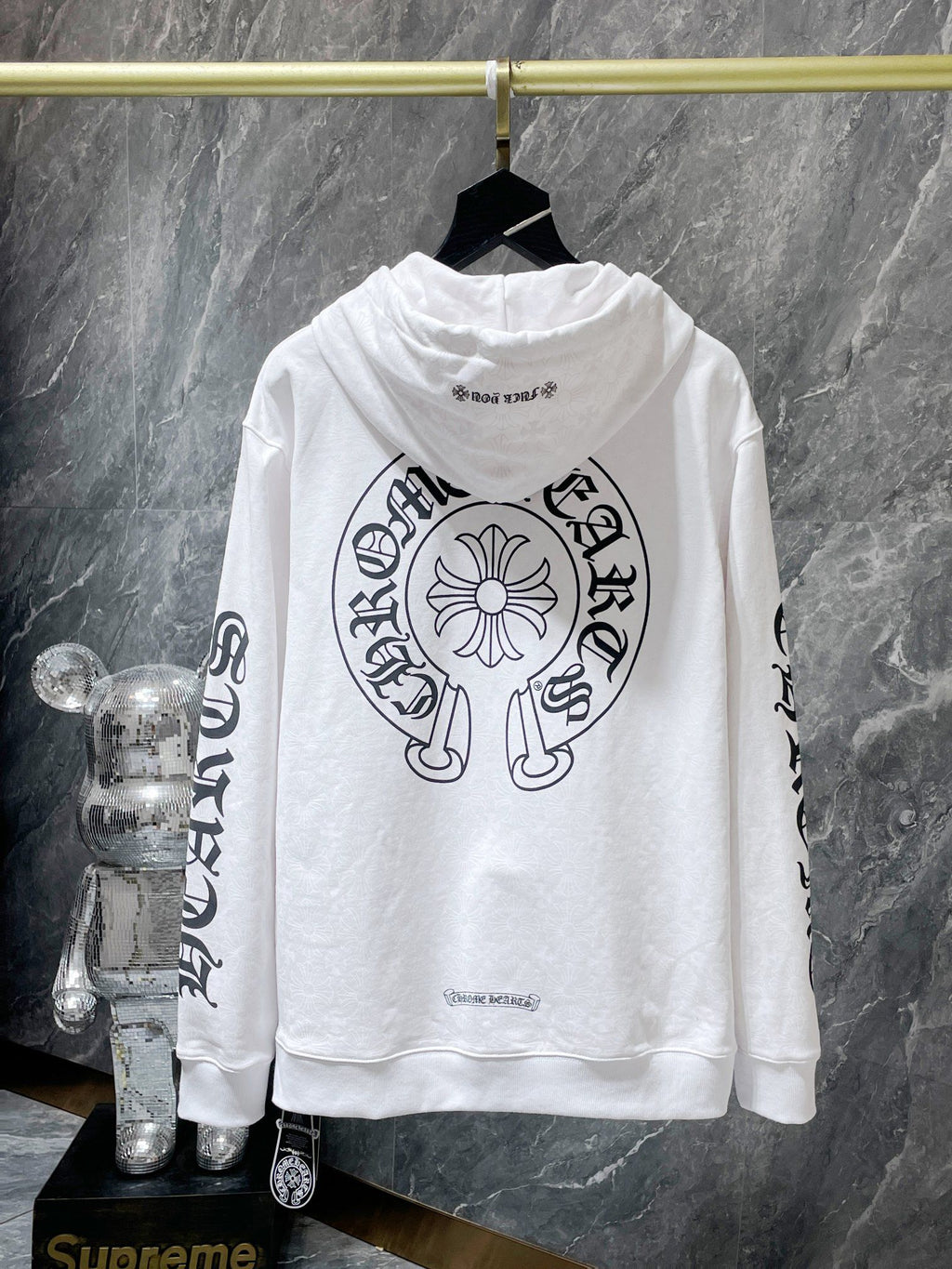 Horse Shoe Logo White Cross Pattern Hoodie™