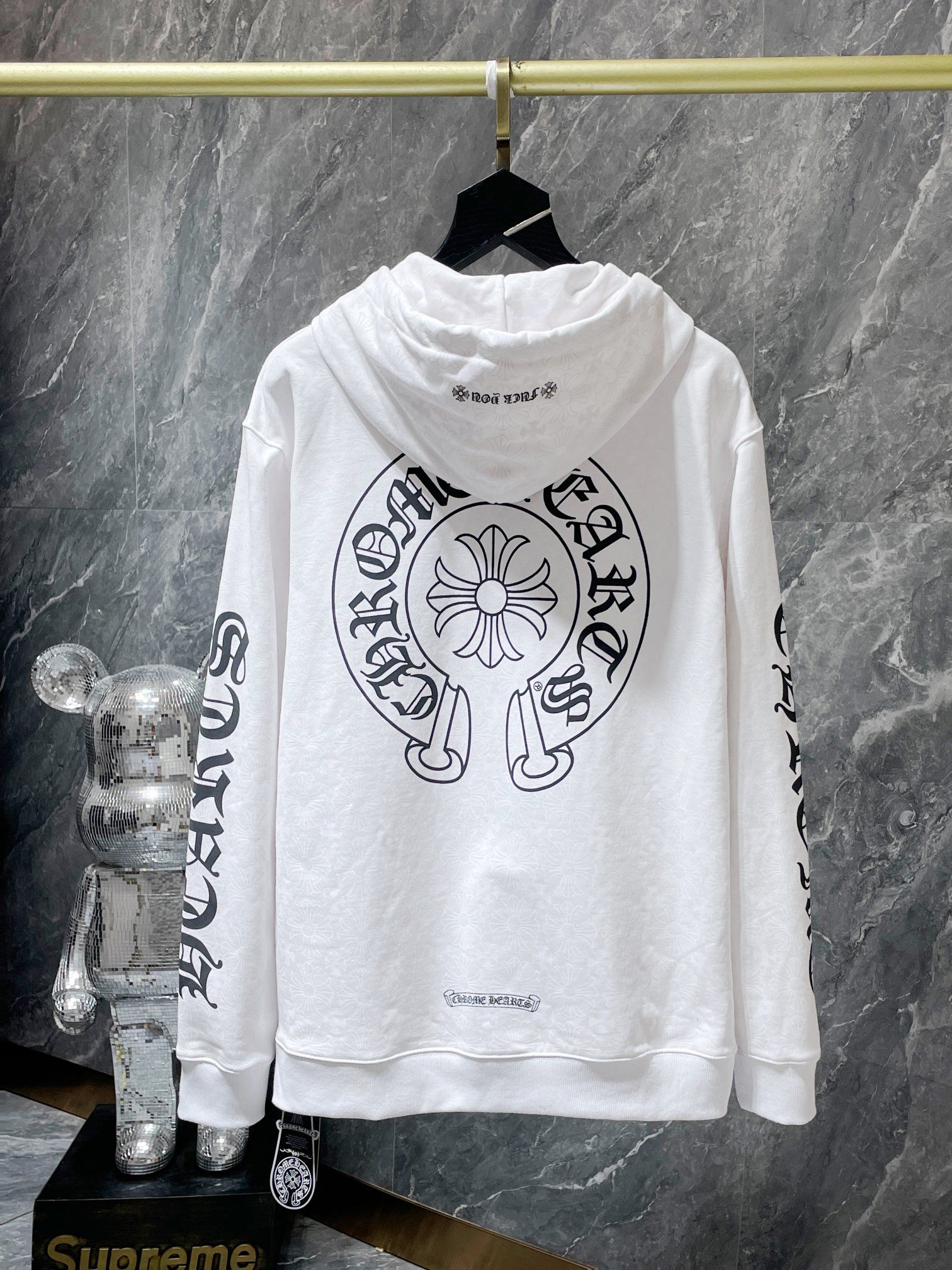 Horse Shoe Logo White Cross Pattern Hoodie™