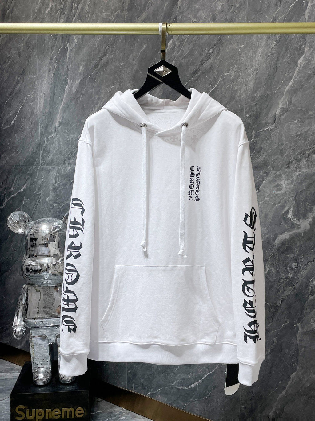 Horse Shoe Logo White Cross Pattern Hoodie™