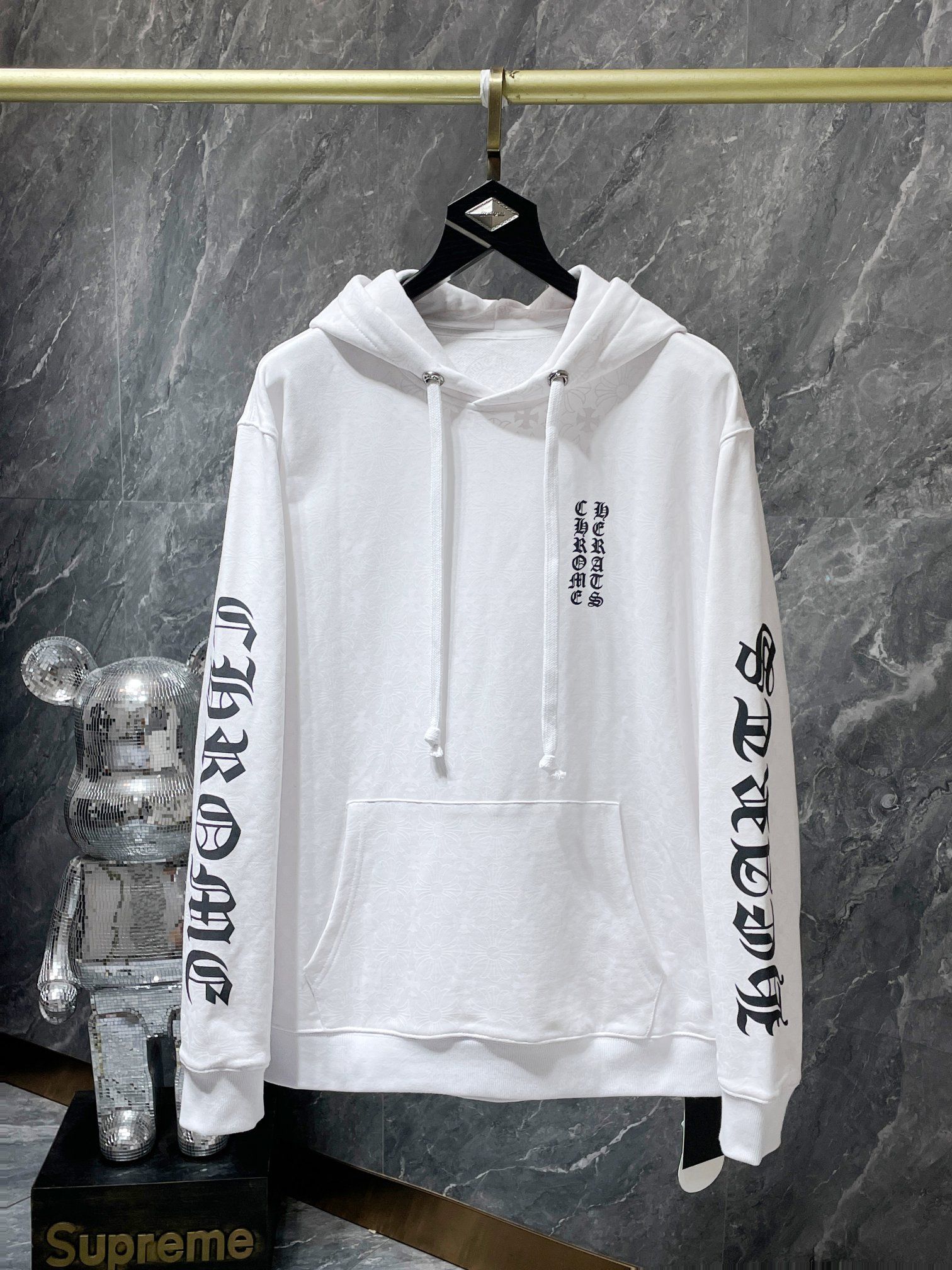Horse Shoe Logo White Cross Pattern Hoodie™
