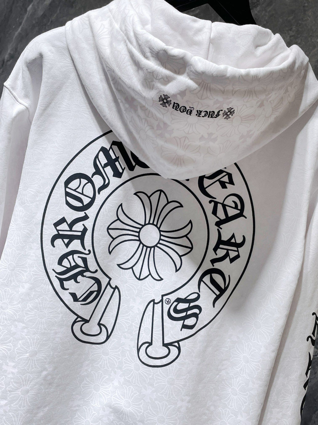 Horse Shoe Logo White Cross Pattern Hoodie™