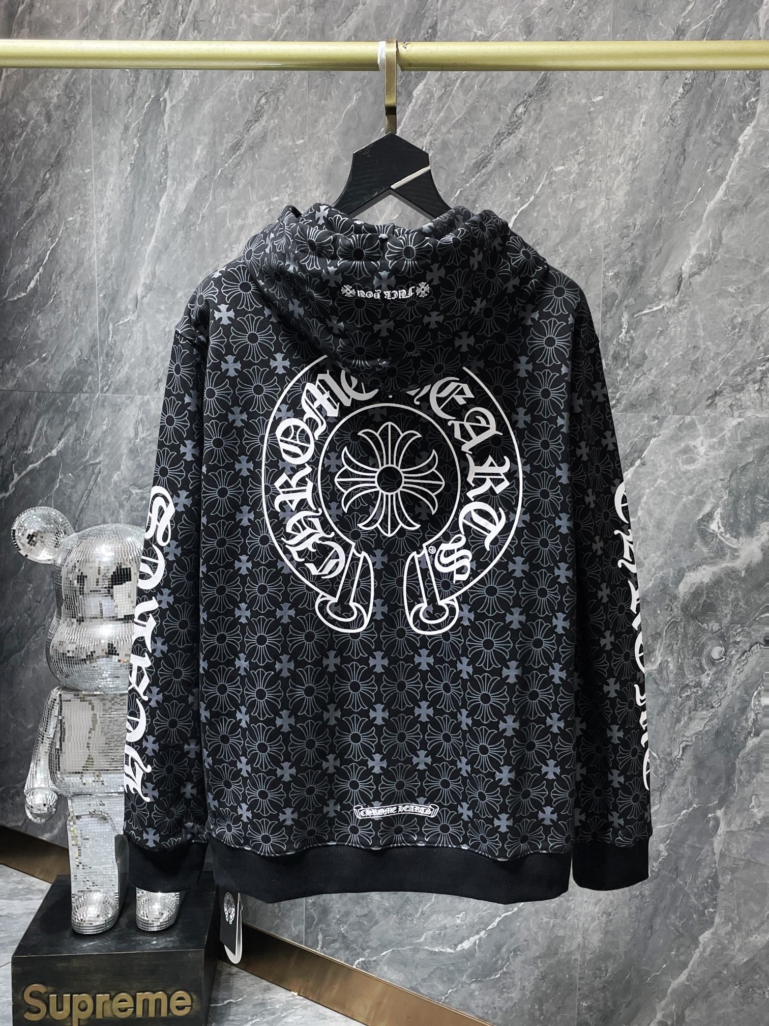 Horse Shoe Logo Black Cross Pattern Hoodie™