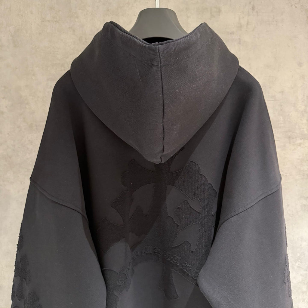 Embroidery Cross Patch Black Oversized Hoodie™