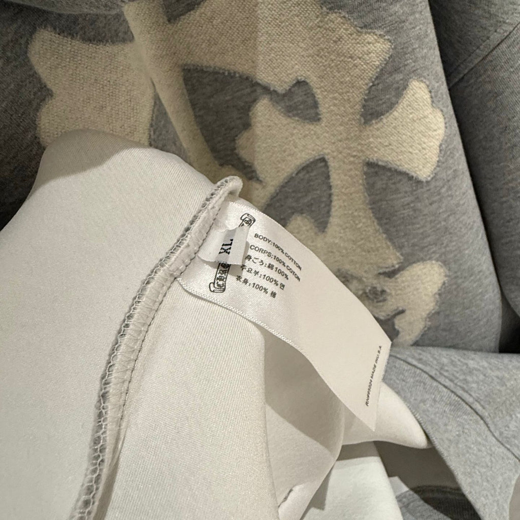 Embroidery Cross Patch Grey Oversized Hoodie™