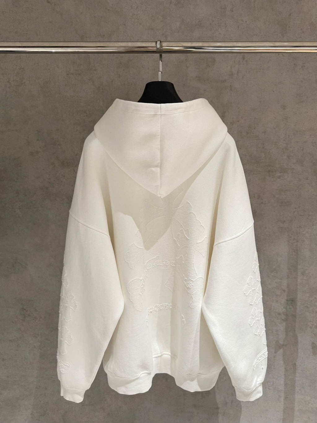 Embroidery Cross Patch White Oversized Hoodie™