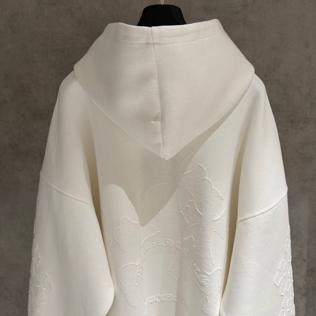 Embroidery Cross Patch White Oversized Hoodie™