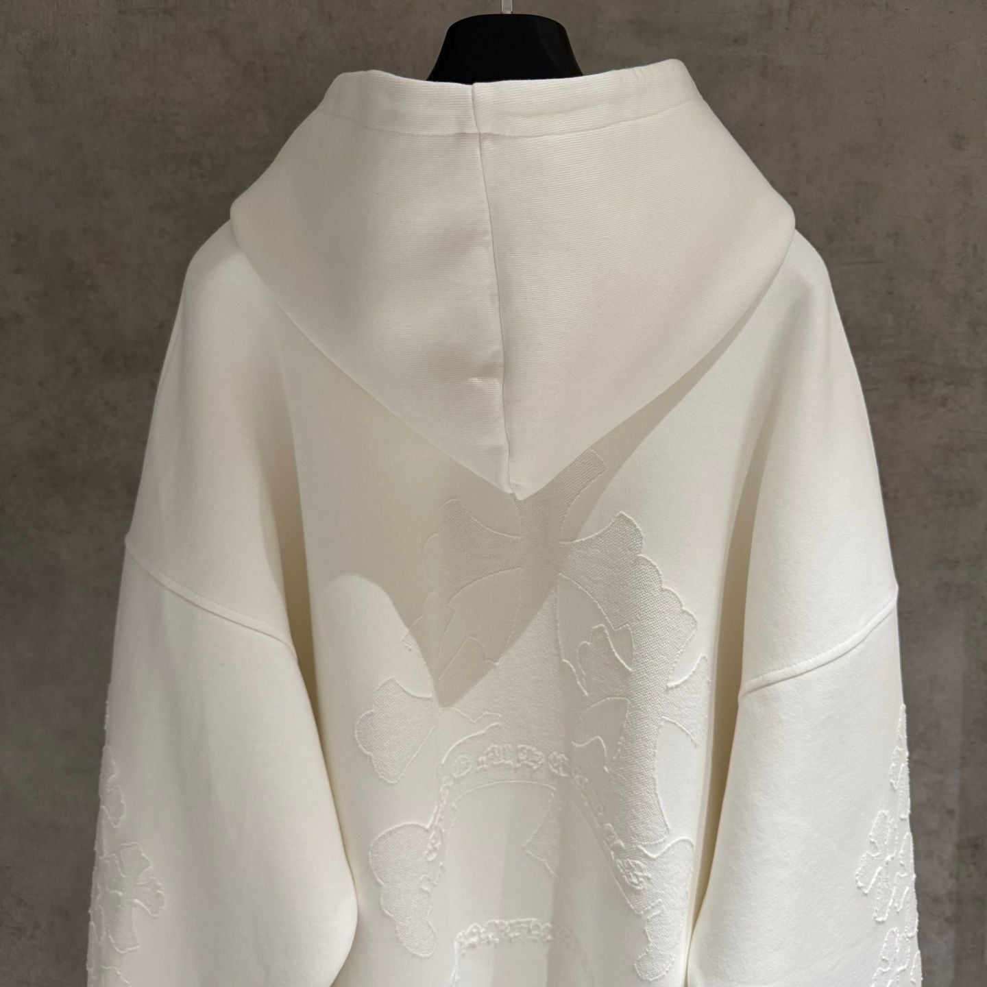 Embroidery Cross Patch White Oversized Hoodie™