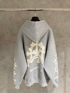 Embroidery Cross Patch Grey Oversized Hoodie™