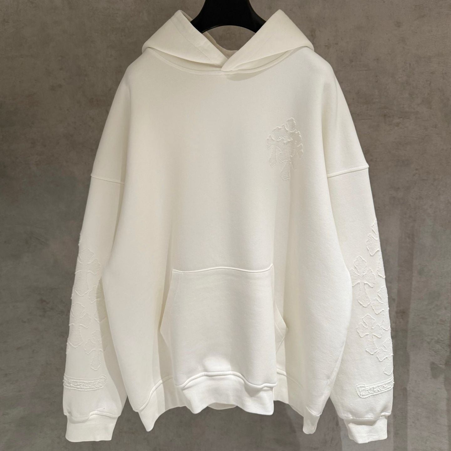 Embroidery Cross Patch White Oversized Hoodie™