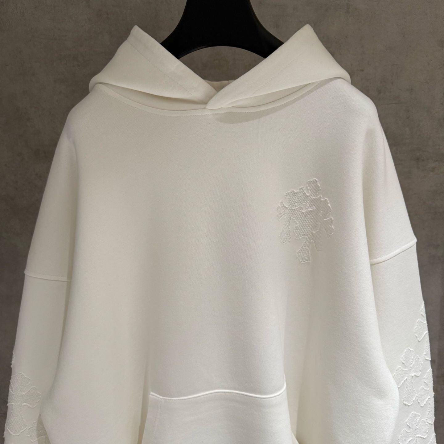 Embroidery Cross Patch White Oversized Hoodie™