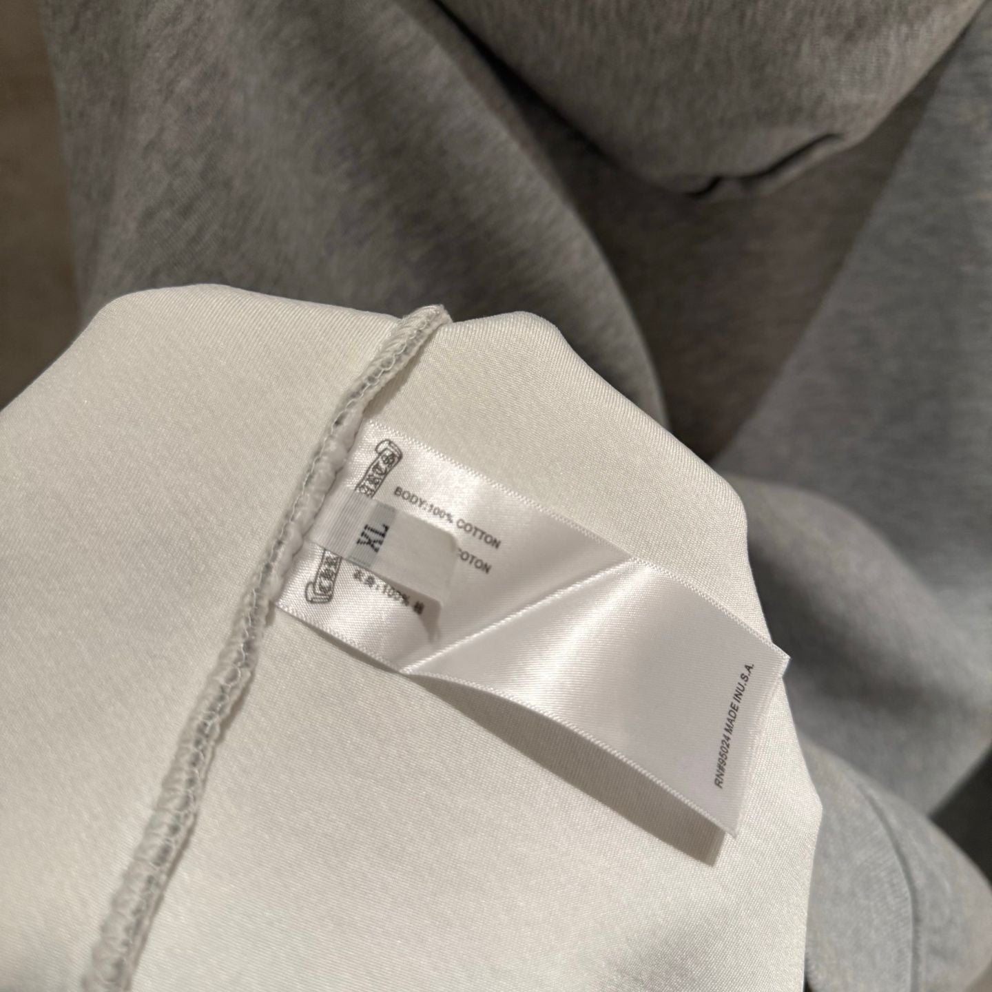 Embroidered Hood & Leather Cross Patch Grey Oversized Hoodie™