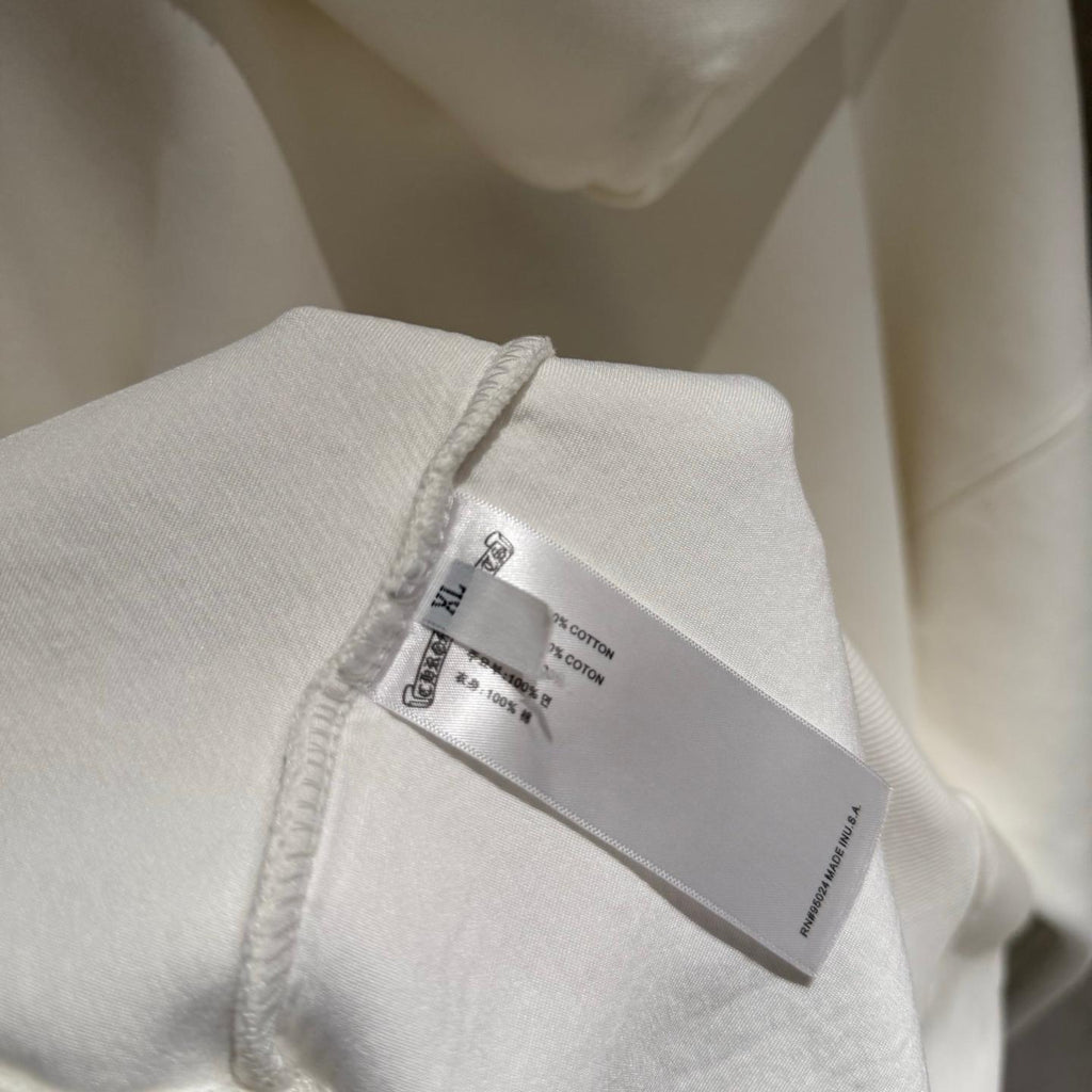 Embroidered Hood & Leather Cross Patch White Oversized Hoodie™