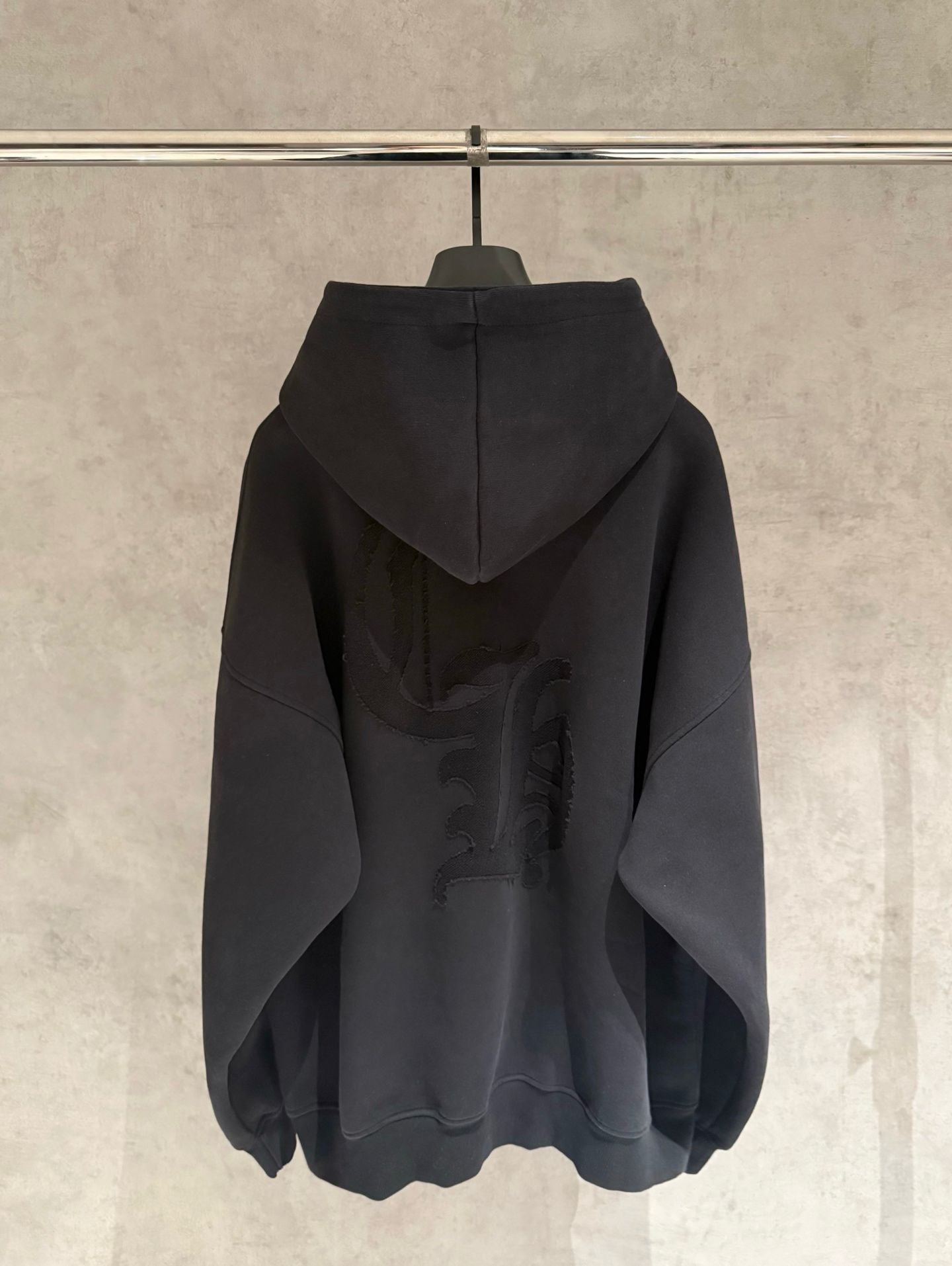 Embroidered CH Logo Black Oversized Hoodie™