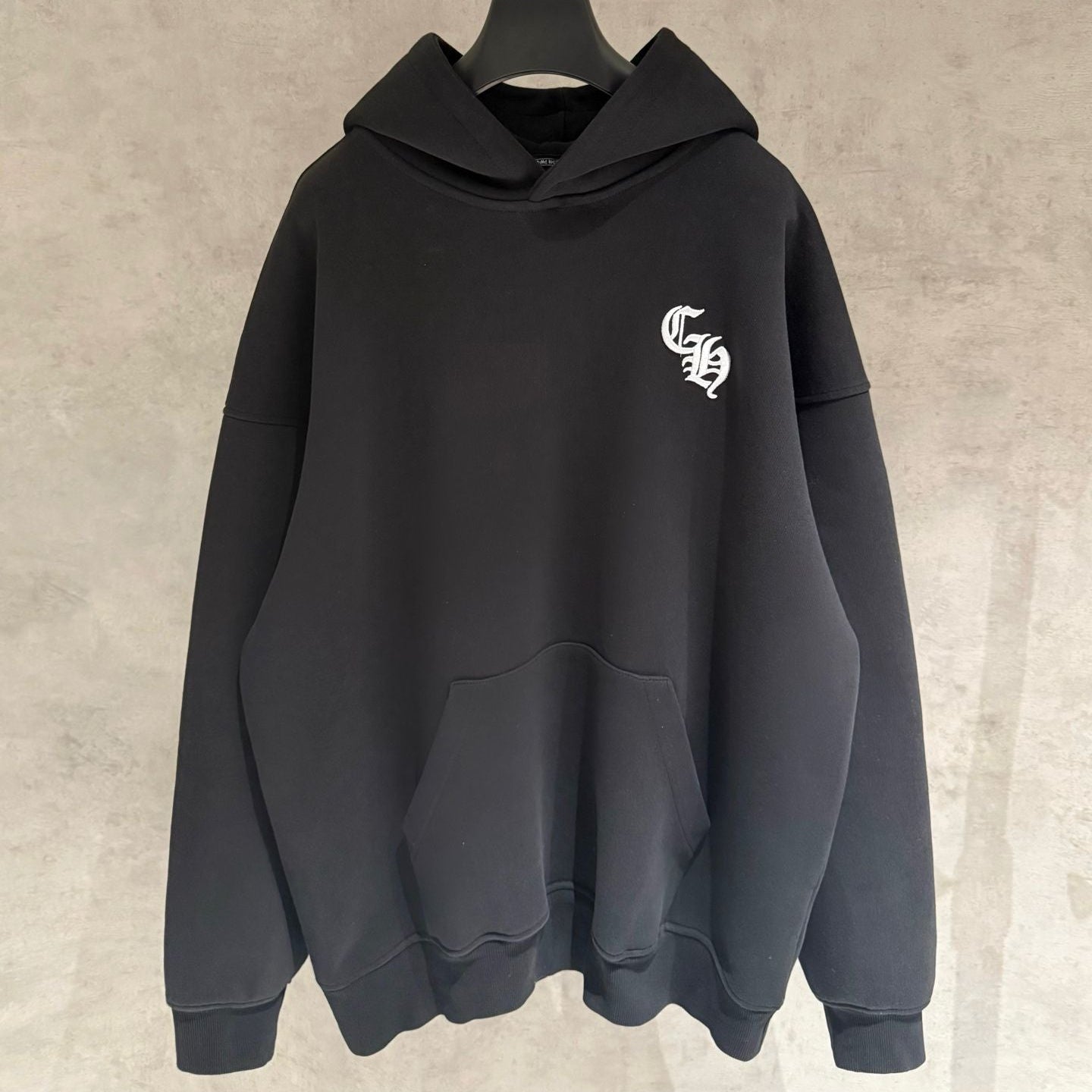 Embroidered CH Logo Black Oversized Hoodie™