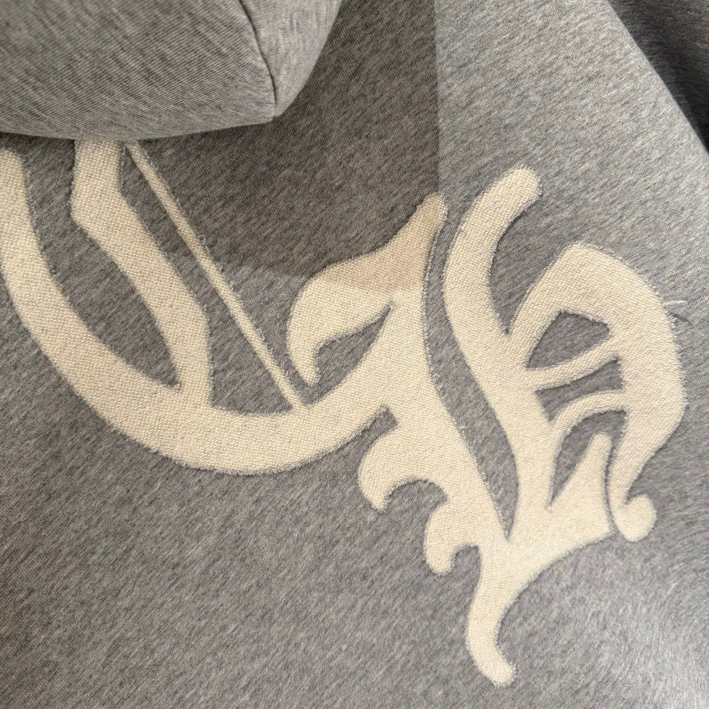 Embroidered CH Logo Grey Oversized Hoodie™