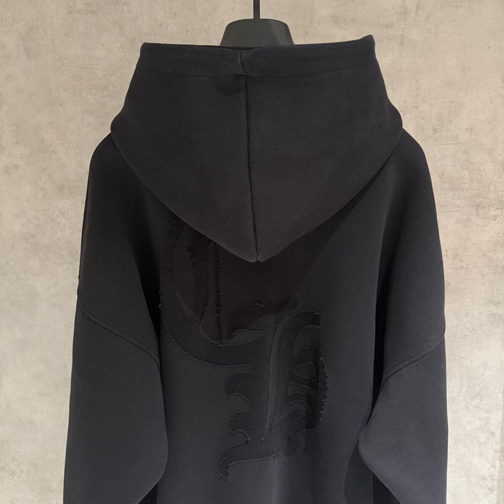 Embroidered CH Logo Black Oversized Hoodie™