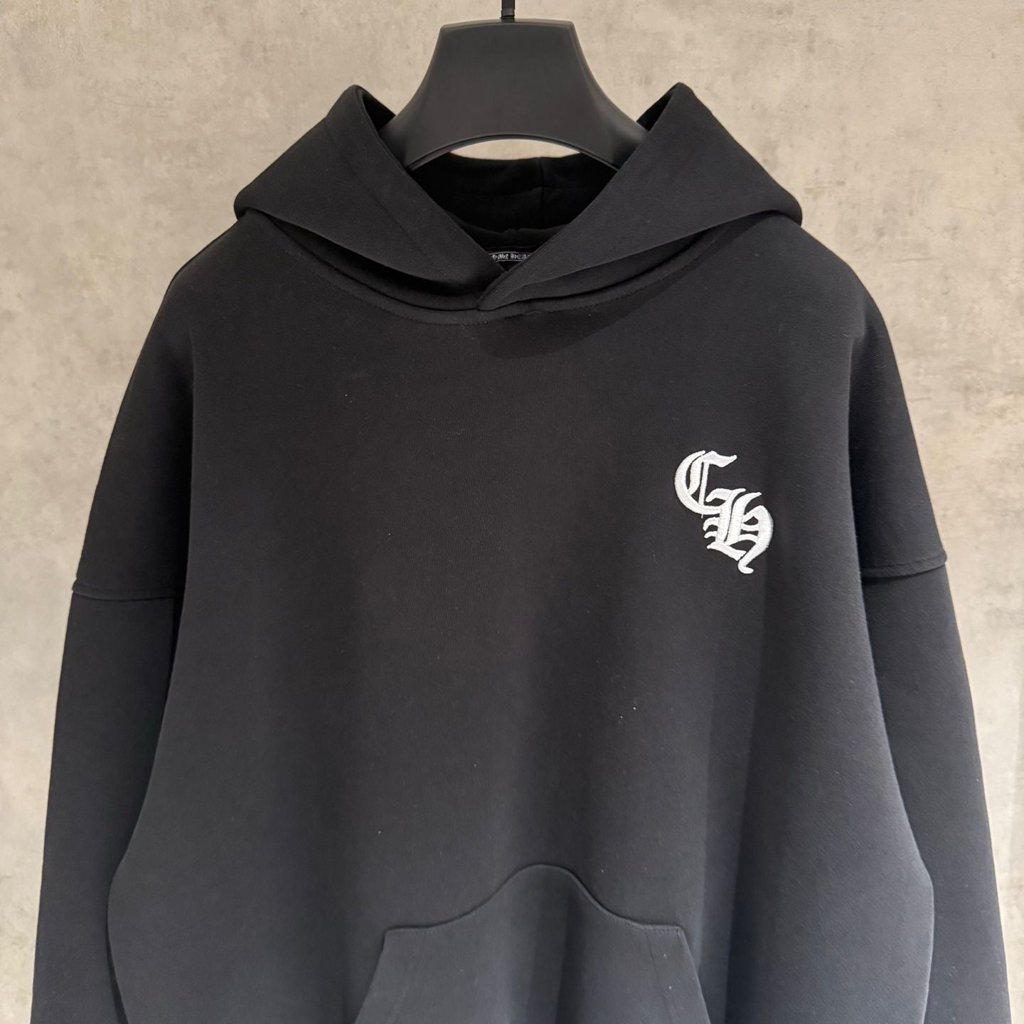 Embroidered CH Logo Black Oversized Hoodie™