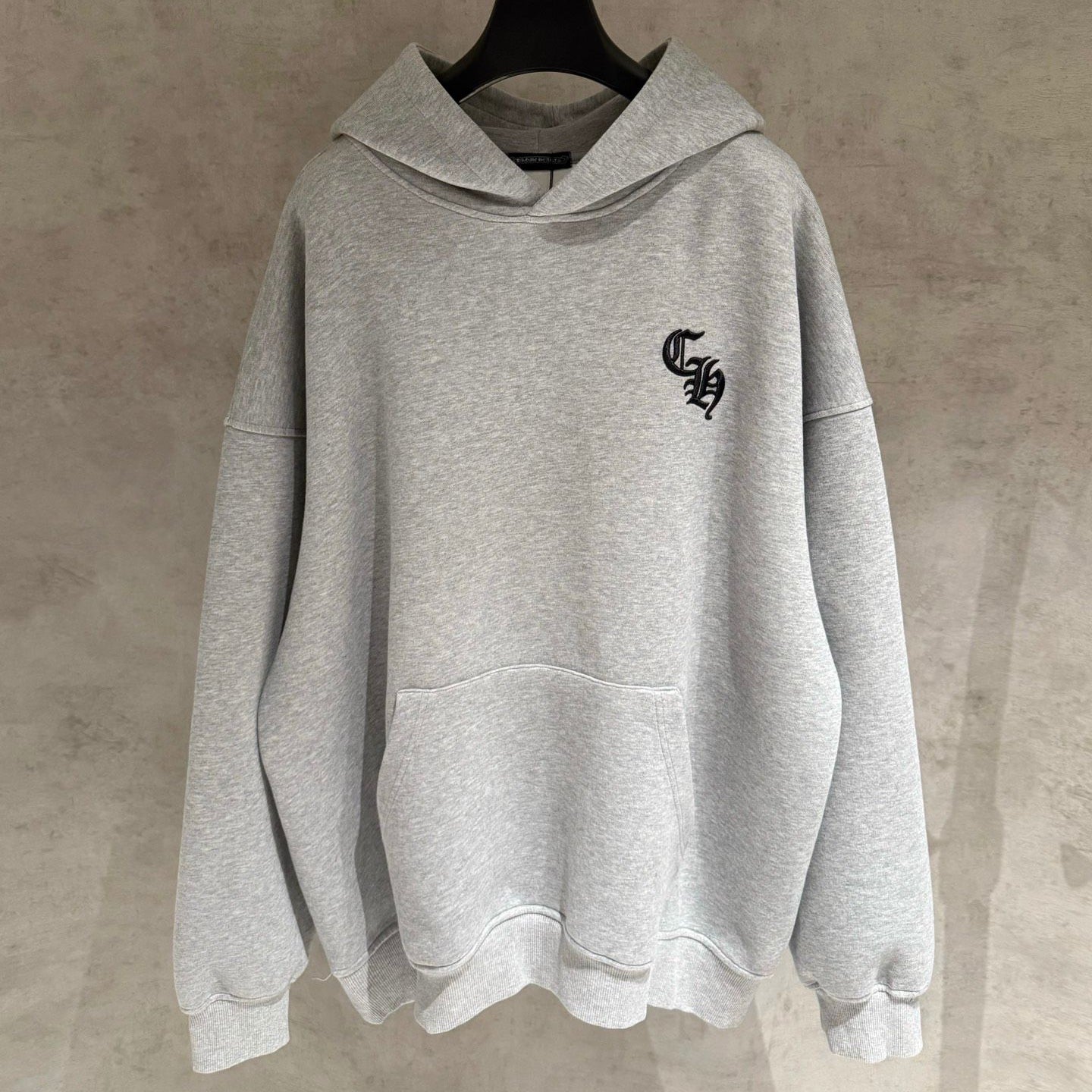 Embroidered CH Logo Grey Oversized Hoodie™