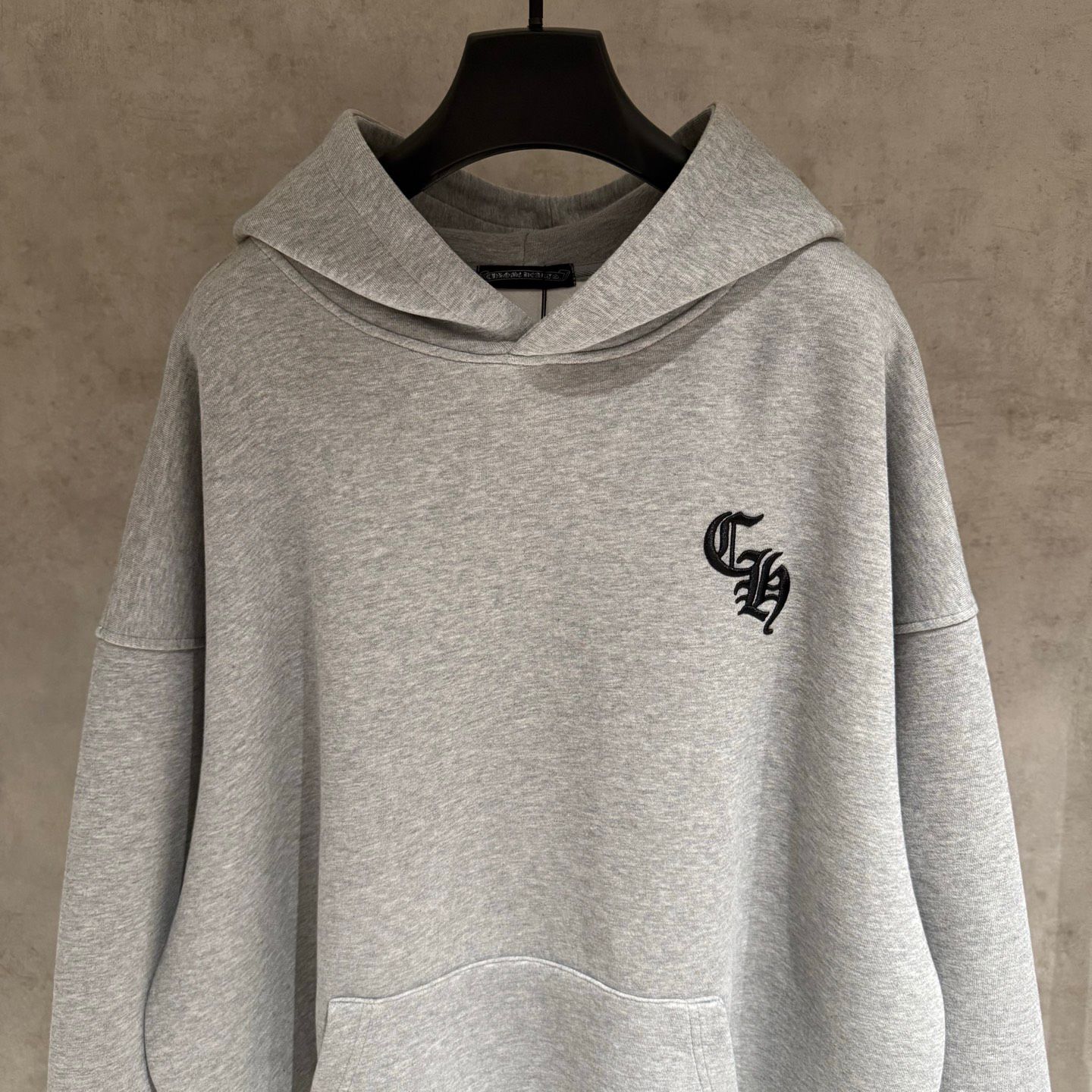 Embroidered CH Logo Grey Oversized Hoodie™